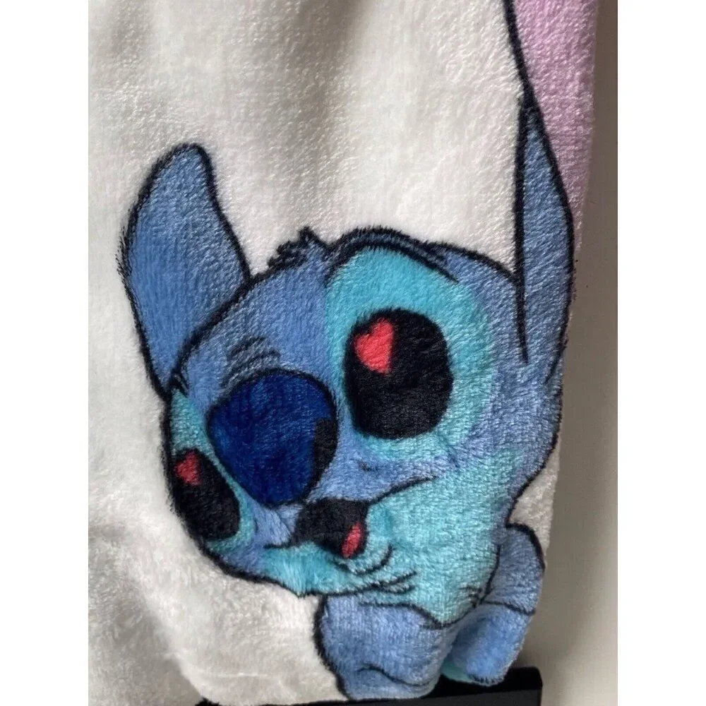 Disney Stitch & Angel Mistletoe Christmas Lights Soft Throw Blanket 50 X 70” NEW